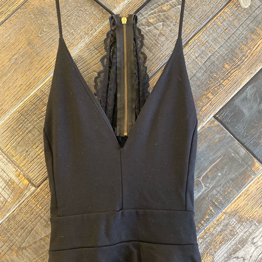 Black Sleeveless Dress with Lace Detail